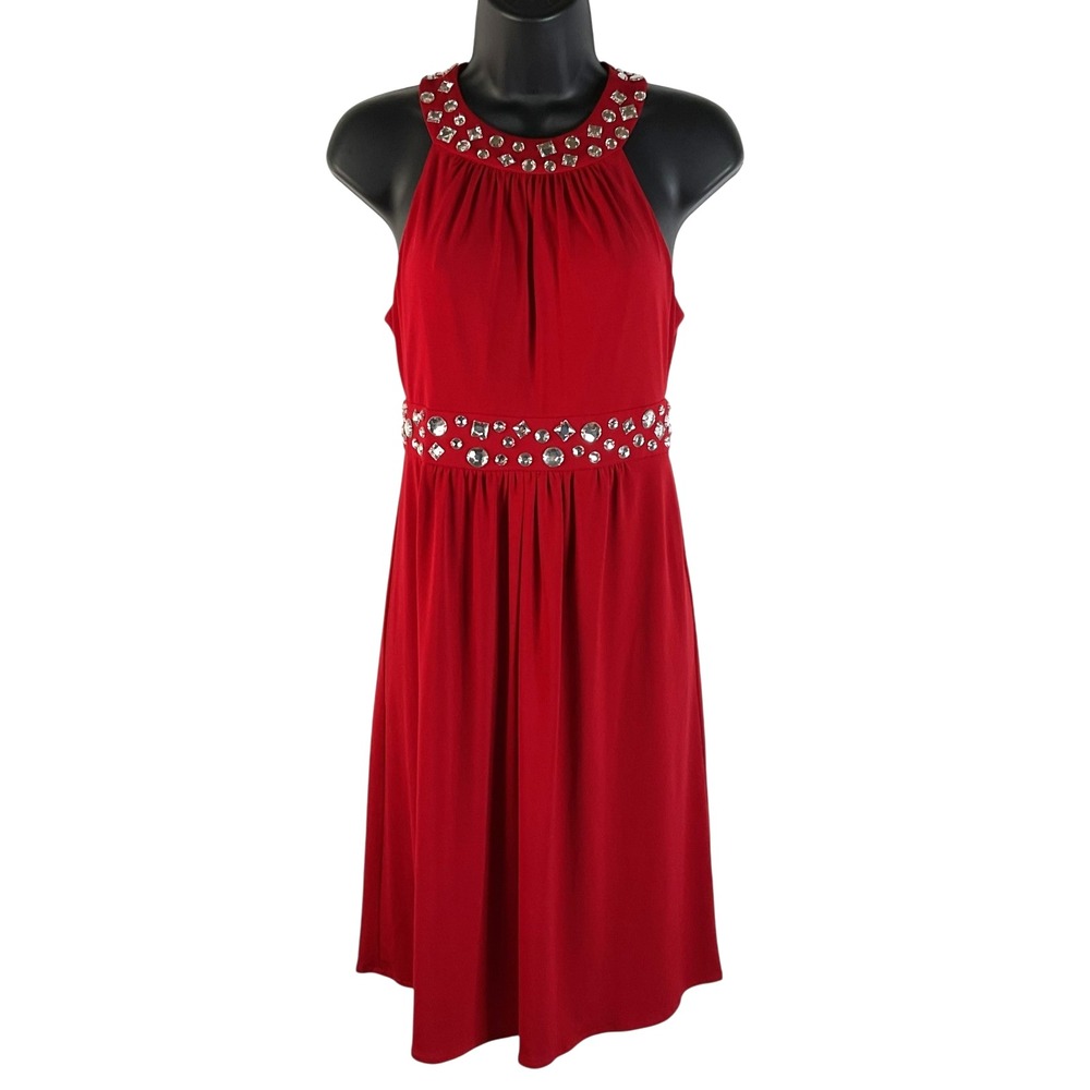 Muse Exclusively for Boston Proper Little Red‎ Dress Jeweled Size 2 Sleeveless